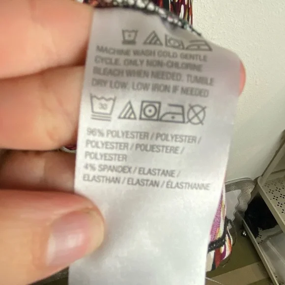 Susan Graver 2X Blouse Ruched Mock Neck Long Sleeve Geometric Shirt Lightweight - Picture 6 of 6